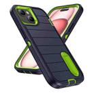 For iPhone 15 Defender Gen2 Rugged PC + Silicone Phone Case with Holder(Dark Blue+Green) - 2