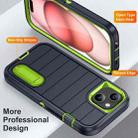 For iPhone 15 Defender Gen2 Rugged PC + Silicone Phone Case with Holder(Dark Blue+Green) - 3