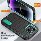 For iPhone 14 Pro Max Defender Gen2 Rugged PC + Silicone Phone Case with Holder(Black+Cyan) - 3