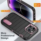 For iPhone 14 Pro Max Defender Gen2 Rugged PC + Silicone Phone Case with Holder(Black+Light Pink) - 3