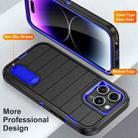 For iPhone 14 Pro Max Defender Gen2 Rugged PC + Silicone Phone Case with Holder(Black+Dark Blue) - 3