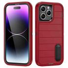 For iPhone 14 Pro Max Defender Gen2 Rugged PC + Silicone Phone Case with Holder(Red+Black) - 1