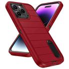 For iPhone 14 Pro Max Defender Gen2 Rugged PC + Silicone Phone Case with Holder(Red+Black) - 2