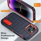 For iPhone 14 Pro Max Defender Gen2 Rugged PC + Silicone Phone Case with Holder(Dark Blue+Orange) - 3