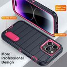 For iPhone 14 Pro Max Defender Gen2 Rugged PC + Silicone Phone Case with Holder(Dark Blue+Pink) - 3