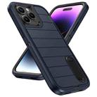 For iPhone 14 Pro Max Defender Gen2 Rugged PC + Silicone Phone Case with Holder(Dark Blue+Black) - 2