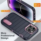 For iPhone 14 Pro Max Defender Gen2 Rugged PC + Silicone Phone Case with Holder(Dark Blue+Light Pink) - 3