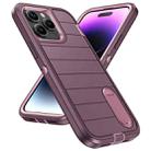 For iPhone 14 Pro Max Defender Gen2 Rugged PC + Silicone Phone Case with Holder(Purple+Light Pink) - 2