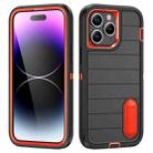 For iPhone 14 Pro Defender Gen2 Rugged PC + Silicone Phone Case with Holder(Black+Orange) - 1