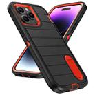 For iPhone 14 Pro Defender Gen2 Rugged PC + Silicone Phone Case with Holder(Black+Orange) - 2