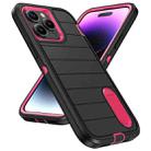 For iPhone 14 Pro Defender Gen2 Rugged PC + Silicone Phone Case with Holder(Black+Pink) - 2