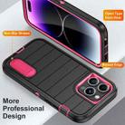 For iPhone 14 Pro Defender Gen2 Rugged PC + Silicone Phone Case with Holder(Black+Pink) - 3