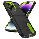 For iPhone 14 Pro Defender Gen2 Rugged PC + Silicone Phone Case with Holder(Black+Green) - 2