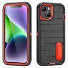 For iPhone 14 Plus Defender Gen2 Rugged PC + Silicone Phone Case with Holder(Black+Orange) - 1