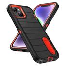 For iPhone 14 Plus Defender Gen2 Rugged PC + Silicone Phone Case with Holder(Black+Orange) - 2