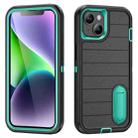 For iPhone 14 Plus Defender Gen2 Rugged PC + Silicone Phone Case with Holder(Black+Cyan) - 1