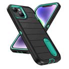 For iPhone 14 Plus Defender Gen2 Rugged PC + Silicone Phone Case with Holder(Black+Cyan) - 2