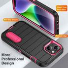 For iPhone 14 Plus Defender Gen2 Rugged PC + Silicone Phone Case with Holder(Black+Pink) - 3