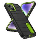 For iPhone 14 Plus Defender Gen2 Rugged PC + Silicone Phone Case with Holder(Black+Green) - 2