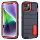 For iPhone 14 Plus Defender Gen2 Rugged PC + Silicone Phone Case with Holder(Dark Blue+Orange) - 1