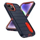 For iPhone 14 Plus Defender Gen2 Rugged PC + Silicone Phone Case with Holder(Dark Blue+Orange) - 2