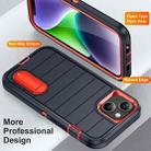 For iPhone 14 Plus Defender Gen2 Rugged PC + Silicone Phone Case with Holder(Dark Blue+Orange) - 3