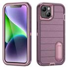 For iPhone 14 Plus Defender Gen2 Rugged PC + Silicone Phone Case with Holder(Purple+Light Pink) - 1