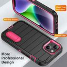 For iPhone 14 Defender Gen2 Rugged PC + Silicone Phone Case with Holder(Black+Pink) - 3