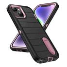 For iPhone 14 Defender Gen2 Rugged PC + Silicone Phone Case with Holder(Black+Light Pink) - 2