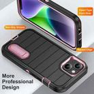 For iPhone 14 Defender Gen2 Rugged PC + Silicone Phone Case with Holder(Black+Light Pink) - 3