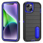 For iPhone 14 Defender Gen2 Rugged PC + Silicone Phone Case with Holder(Black+Dark Blue) - 1