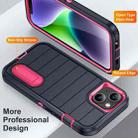 For iPhone 14 Defender Gen2 Rugged PC + Silicone Phone Case with Holder(Dark Blue+Pink) - 3