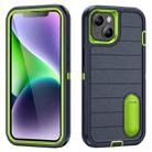 For iPhone 14 Defender Gen2 Rugged PC + Silicone Phone Case with Holder(Dark Blue+Green) - 1