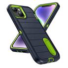 For iPhone 14 Defender Gen2 Rugged PC + Silicone Phone Case with Holder(Dark Blue+Green) - 2