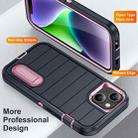 For iPhone 14 Defender Gen2 Rugged PC + Silicone Phone Case with Holder(Dark Blue+Light Pink) - 3