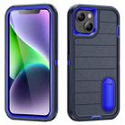 For iPhone 14 Defender Gen2 Rugged PC + Silicone Phone Case with Holder(Dark Blue) - 1