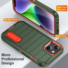 For iPhone 14 Defender Gen2 Rugged PC + Silicone Phone Case with Holder(Dark Green+Orange) - 3