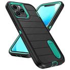 For iPhone 13 Pro Max Defender Gen2 Rugged PC + Silicone Phone Case with Holder(Black+Cyan) - 2