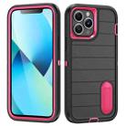 For iPhone 13 Pro Max Defender Gen2 Rugged PC + Silicone Phone Case with Holder(Black+Pink) - 1