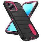 For iPhone 13 Pro Max Defender Gen2 Rugged PC + Silicone Phone Case with Holder(Black+Pink) - 2