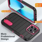 For iPhone 13 Pro Max Defender Gen2 Rugged PC + Silicone Phone Case with Holder(Black+Pink) - 3
