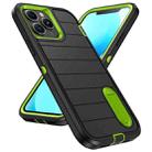 For iPhone 13 Pro Max Defender Gen2 Rugged PC + Silicone Phone Case with Holder(Black+Green) - 2