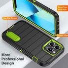 For iPhone 13 Pro Max Defender Gen2 Rugged PC + Silicone Phone Case with Holder(Black+Green) - 3