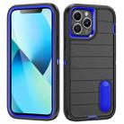 For iPhone 13 Pro Max Defender Gen2 Rugged PC + Silicone Phone Case with Holder(Black+Dark Blue) - 1