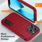 For iPhone 13 Pro Max Defender Gen2 Rugged PC + Silicone Phone Case with Holder(Red+Black) - 3