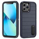 For iPhone 13 Pro Max Defender Gen2 Rugged PC + Silicone Phone Case with Holder(Dark Blue+Black) - 1