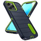 For iPhone 13 Pro Max Defender Gen2 Rugged PC + Silicone Phone Case with Holder(Dark Blue+Green) - 2