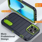 For iPhone 13 Pro Max Defender Gen2 Rugged PC + Silicone Phone Case with Holder(Dark Blue+Green) - 3