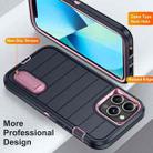 For iPhone 13 Pro Max Defender Gen2 Rugged PC + Silicone Phone Case with Holder(Dark Blue+Light Pink) - 3