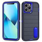 For iPhone 13 Pro Max Defender Gen2 Rugged PC + Silicone Phone Case with Holder(Dark Blue) - 1